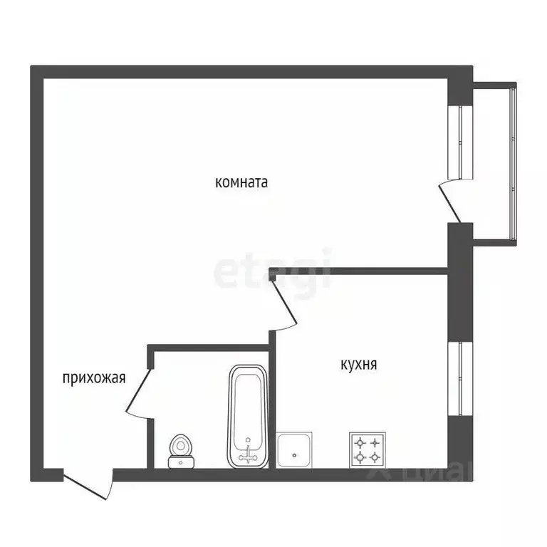 1-к кв. Красноярский край, Красноярск ул. Щорса, 4 (31.1 м) - Фото 2