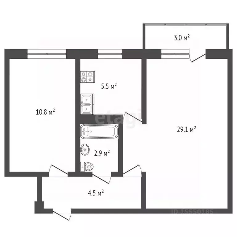 2-к кв. Самарская область, Самара ул. Советской Армии, 145 (42.3 м) - Фото 1