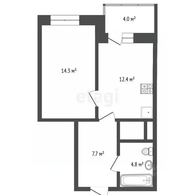 1-к кв. Тюменская область, Тюмень ул. Мельникайте, 2к19 (38.5 м) - Фото 1