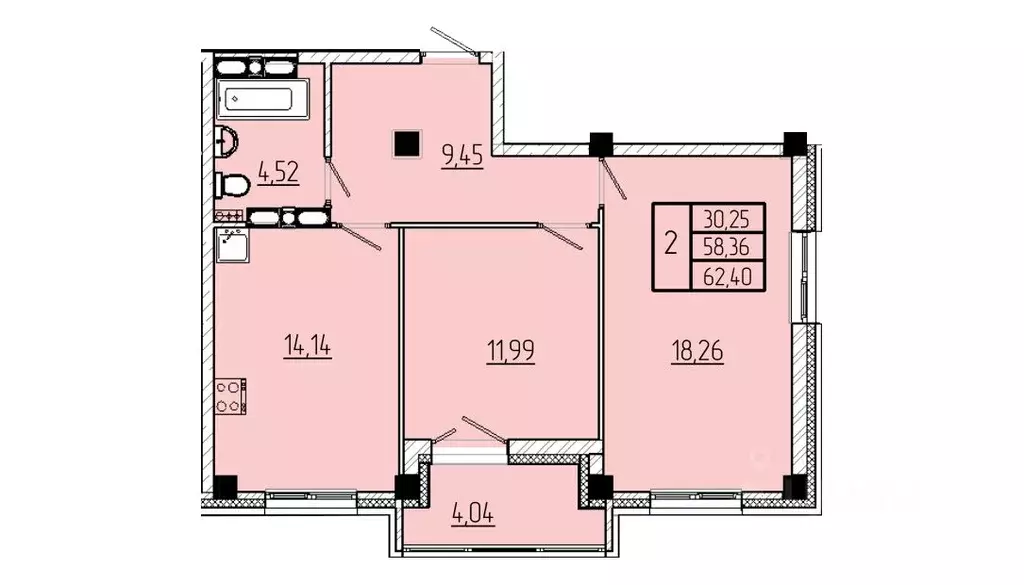 2-к кв. Омская область, Омск Волгоградская ул., с3 (62.4 м) - Фото 1