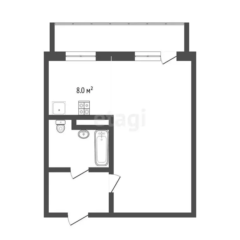 Квартира-студия: Тюмень, улица Вадима Бованенко, 3 (32.36 м) - Фото 1