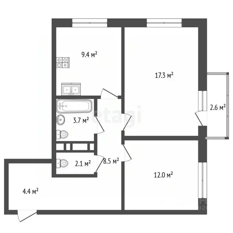 2-к кв. Ярославская область, Ярославль ул. Лескова, 36 (57.1 м) - Фото 0