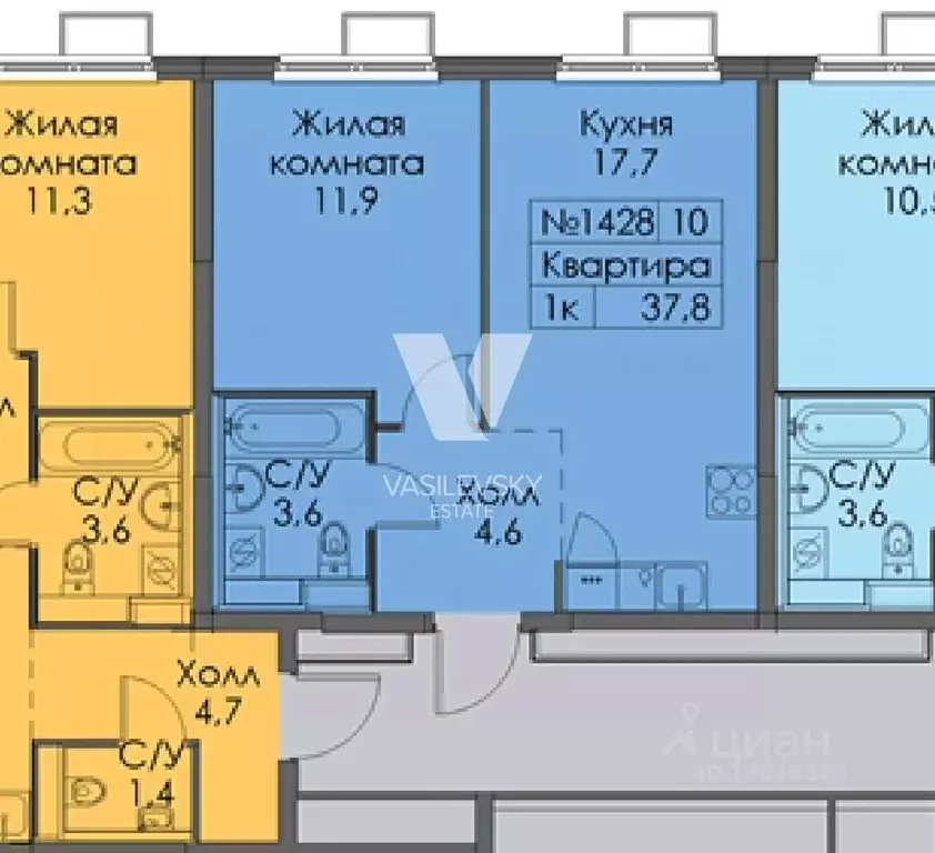 1-к кв. Москва Сигнальный проезд, вл16с21 (37.8 м) - Фото 1