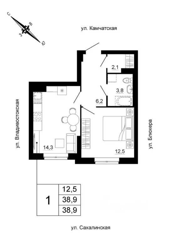 1-к кв. Свердловская область, Екатеринбург ул. Кронштадтская (38.9 м) - Фото 1