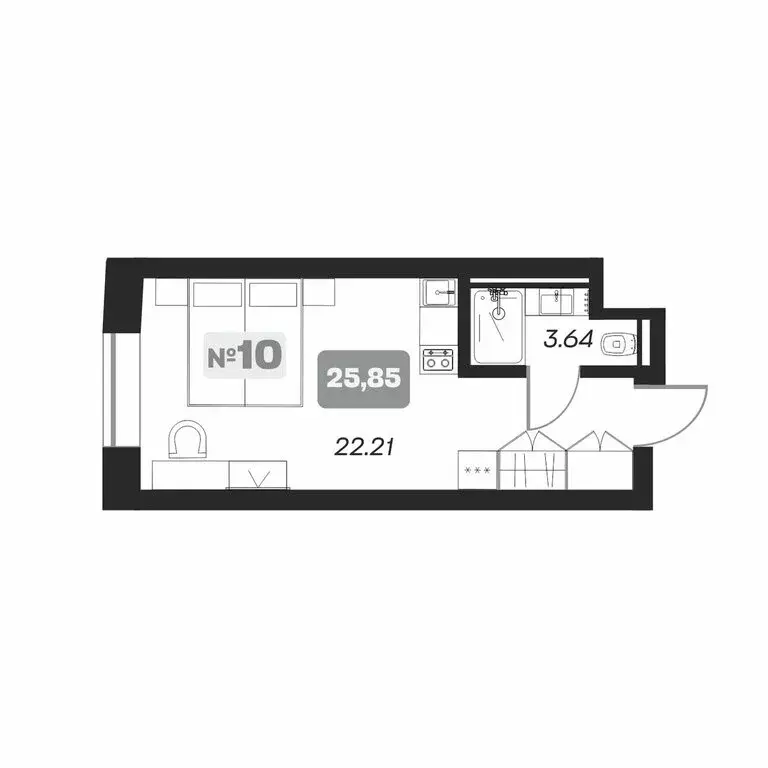 Квартира-студия: Новосибирск, площадь Карла Маркса (25.85 м) - Фото 0