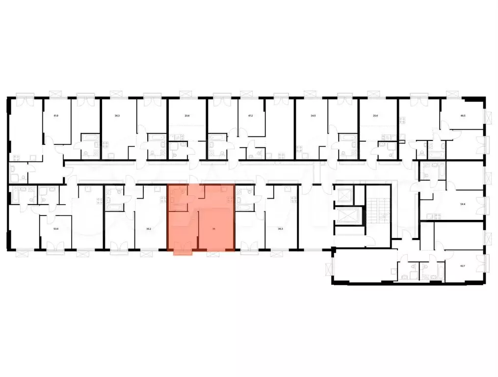 1-к. квартира, 38 м, 2/9 эт. - Фото 1