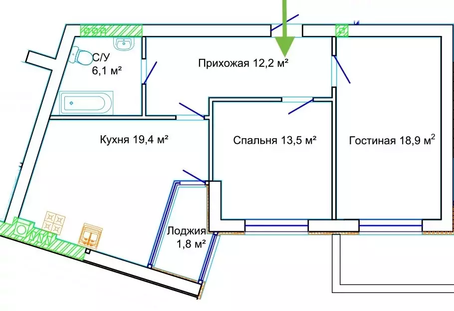 2-комнатная квартира: Зеленоградск, Пригородная улица, 21к1 (73.7 м) - Фото 0
