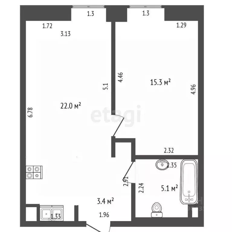 2-к кв. Москва Севастопольский просп., 22А (46.0 м) - Фото 1