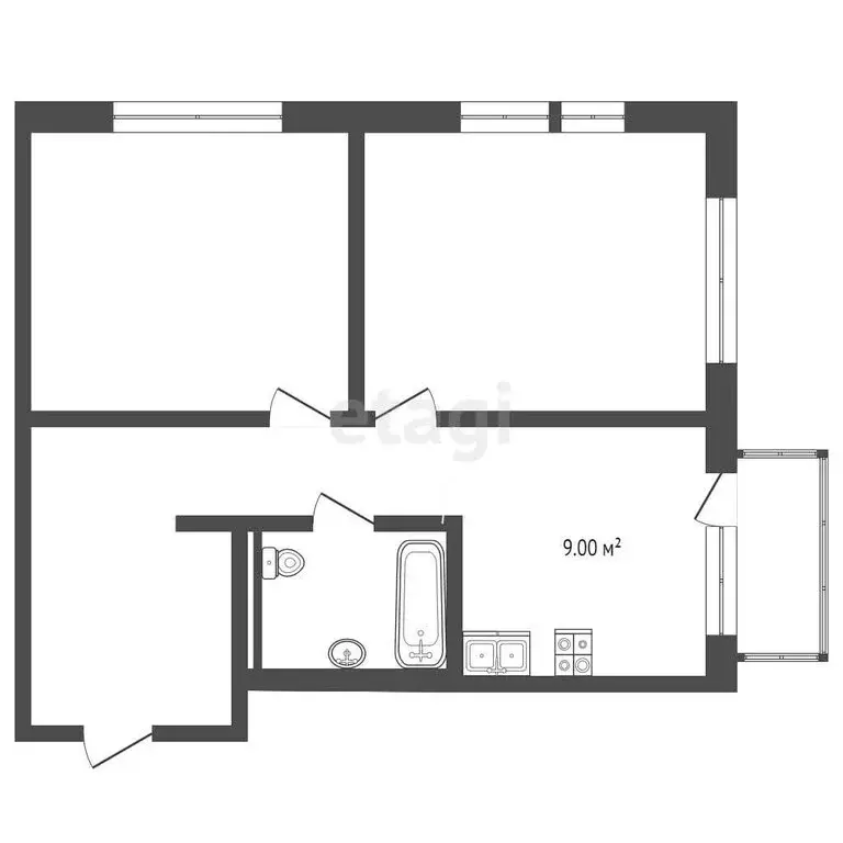 2-комнатная квартира: Тюмень, Полевая улица, 117к5 (50 м) - Фото 1