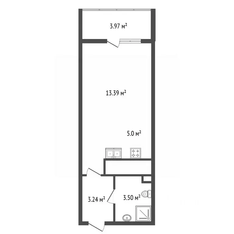 Студия Санкт-Петербург Планерная ул., 89 (20.3 м) - Фото 2