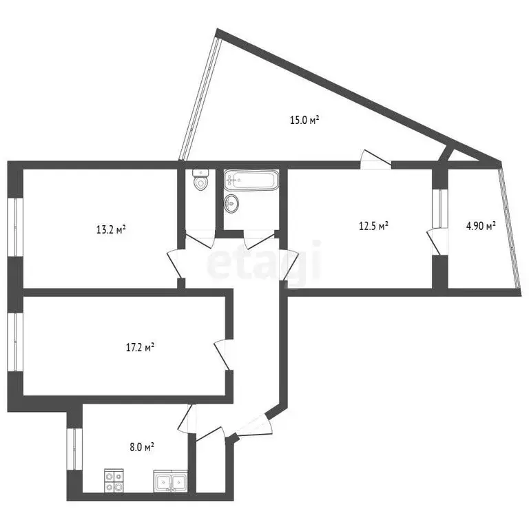 3-комнатная квартира: Тюмень, улица Мельникайте, 127А (65.5 м) - Фото 1