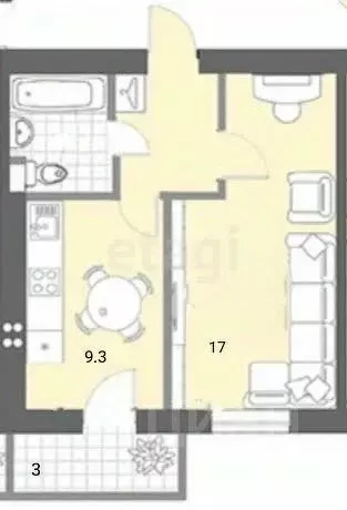 1-к кв. Смоленская область, Смоленск Краснинское ш., 32 (34.1 м) - Фото 2