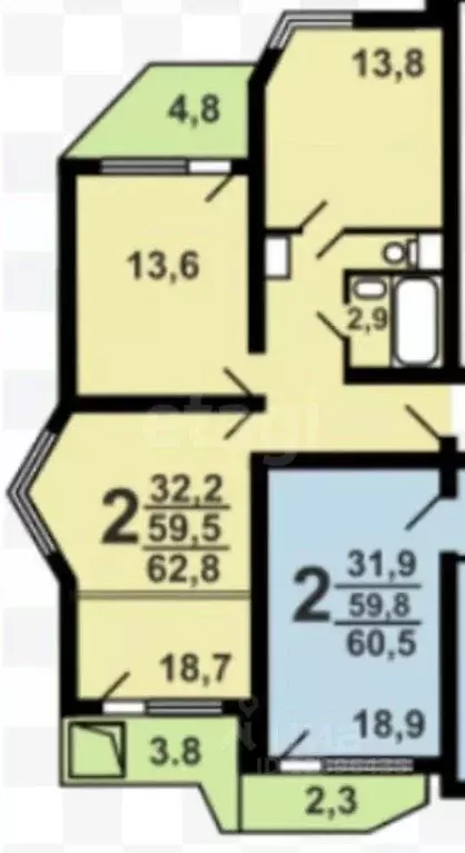 2-к кв. Москва ул. Липчанского, 8 (58.7 м) - Фото 2