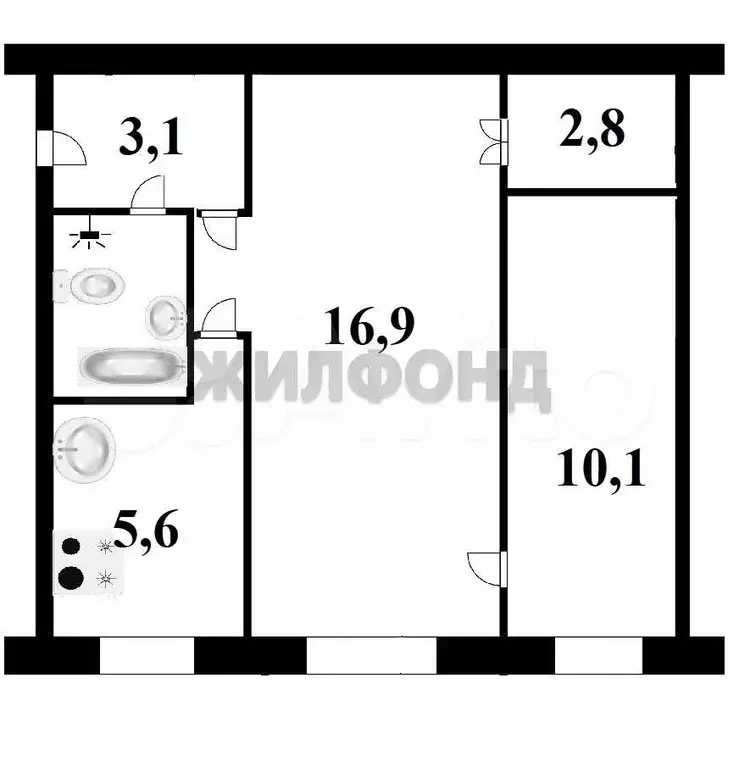 2-к. квартира, 41,2 м, 1/4 эт. - Фото 0