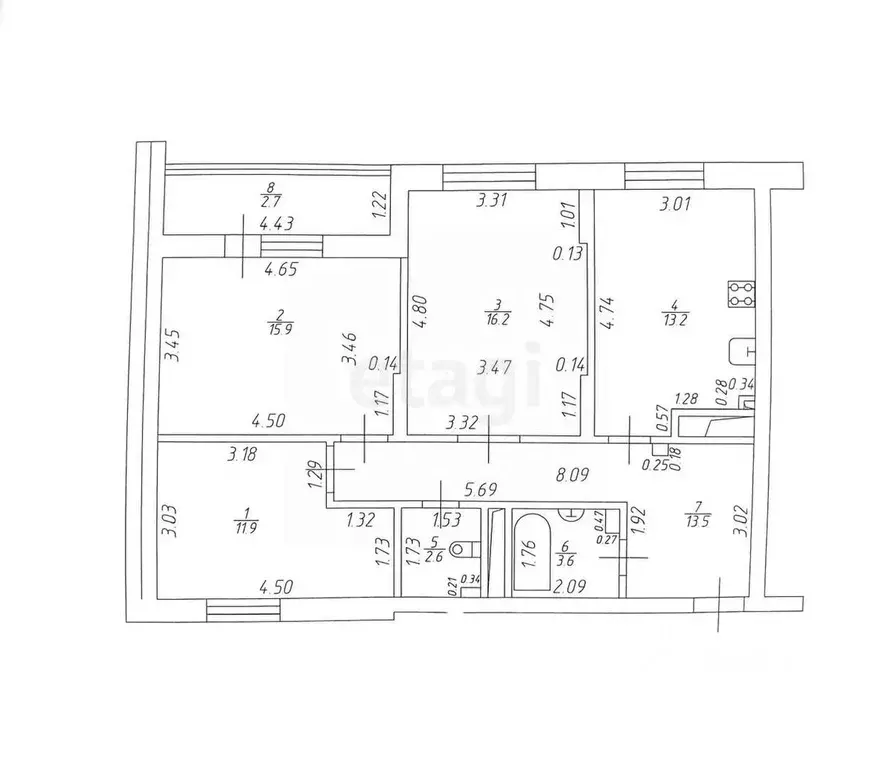 3-к кв. Татарстан, Зеленодольск ул. Сайдашева, 19 (76.9 м) - Фото 1