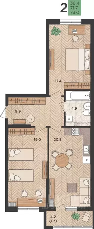 2-к кв. Краснодарский край, Новороссийск Цемдолина тер., ул. Ф.Я. ... - Фото 2