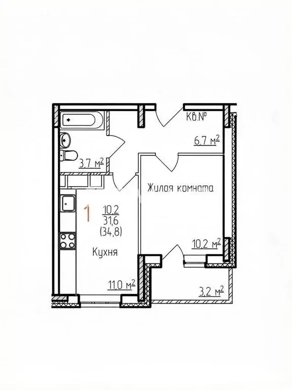 1-комнатная квартира: Владимир, Добросельская улица, 180 (31.6 м) - Фото 1