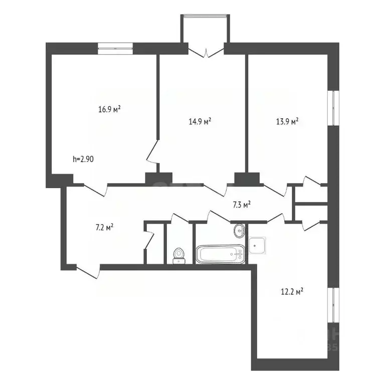 3-к кв. Красноярский край, Красноярск имени газеты Красноярский ... - Фото 2