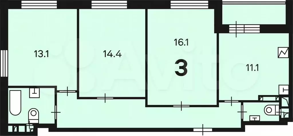 Аукцион: 3-к. квартира, 71,5 м, 13/18 эт. - Фото 1