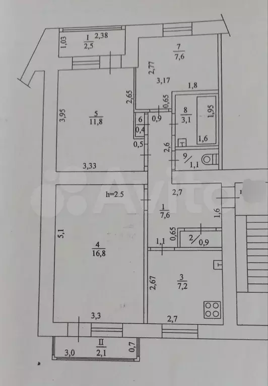 3-к. квартира, 56,5 м, 4/5 эт. - Фото 0