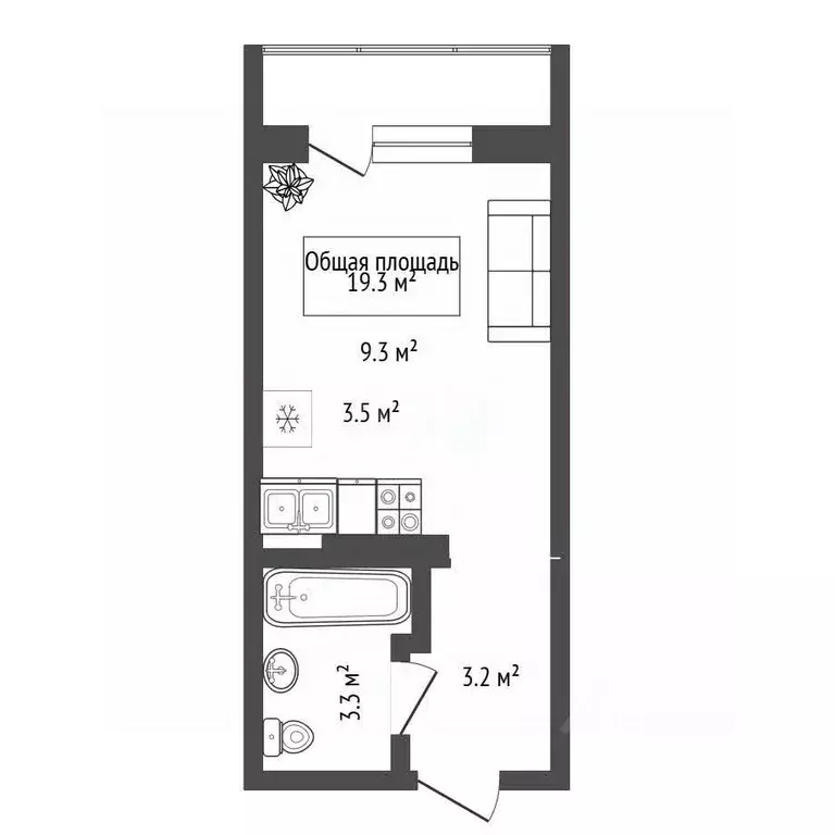 Студия Новосибирская область, Новосибирск ул. Твардовского, 22/5 (19.3 ... - Фото 1