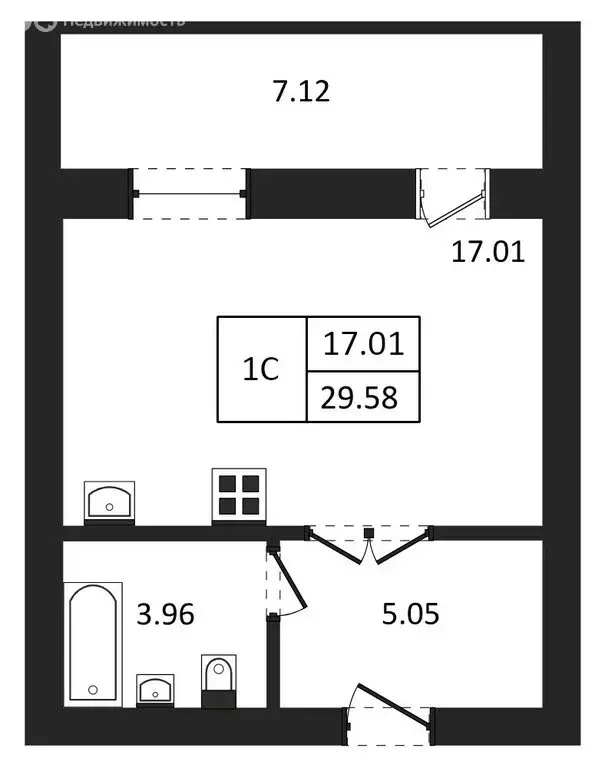 Квартира-студия: Новосибирск, улица Юности, 9 (29.58 м) - Фото 1