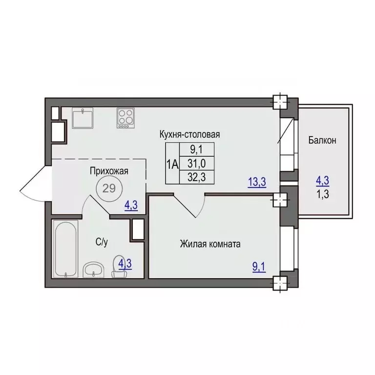 1-к кв. Псковская область, Псковский район, Завеличенская волость, д. ... - Фото 1