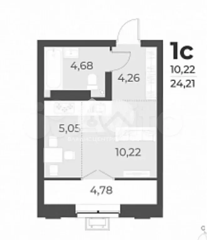 Квартира-студия, 24,2 м, 8/17 эт. - Фото 0