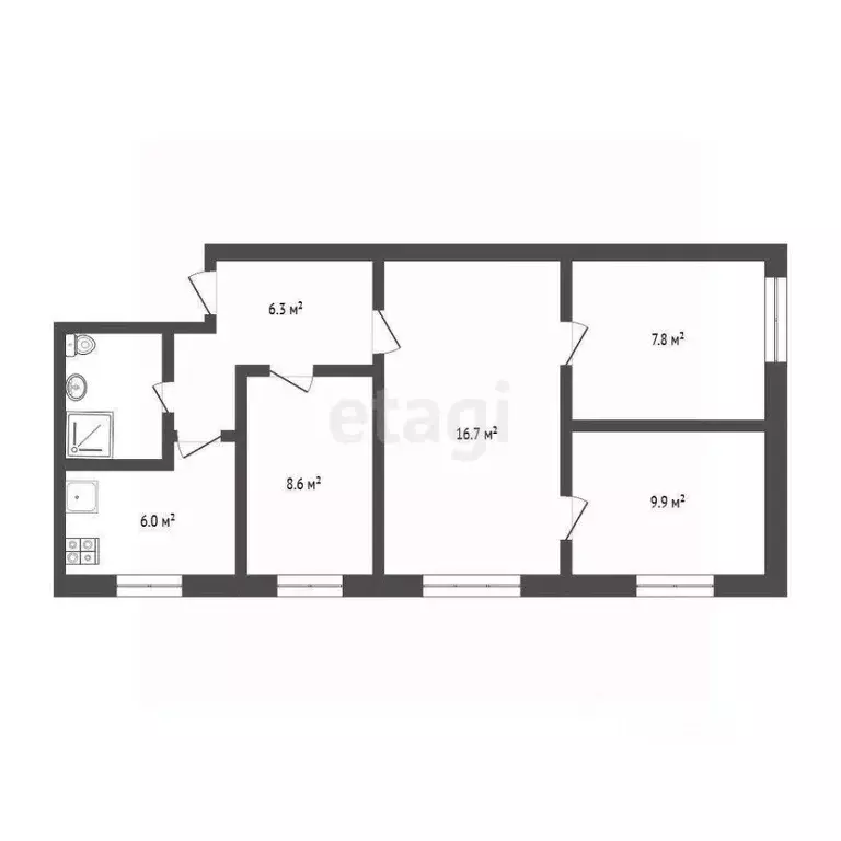 4-к кв. Омская область, Омск ул. 50 лет ВЛКСМ, 1 (58.1 м) - Фото 2