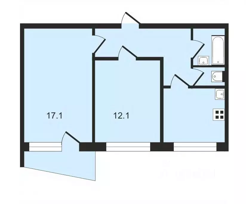 2-к кв. Владимирская область, Владимир ул. Жуковского, 20 (50.2 м) - Фото 1