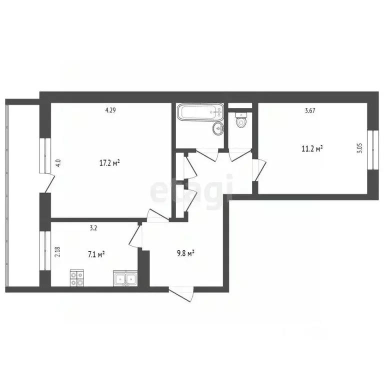 2-к кв. Вологодская область, Череповец просп. Победы, 64 (50.0 м) - Фото 2