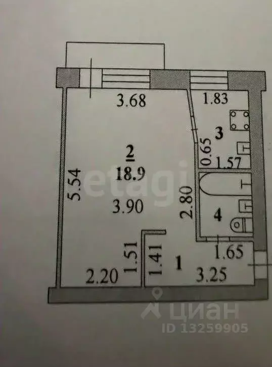 Студия Липецкая область, Липецк ул. 40 лет Октября, 37 (29.7 м) - Фото 2