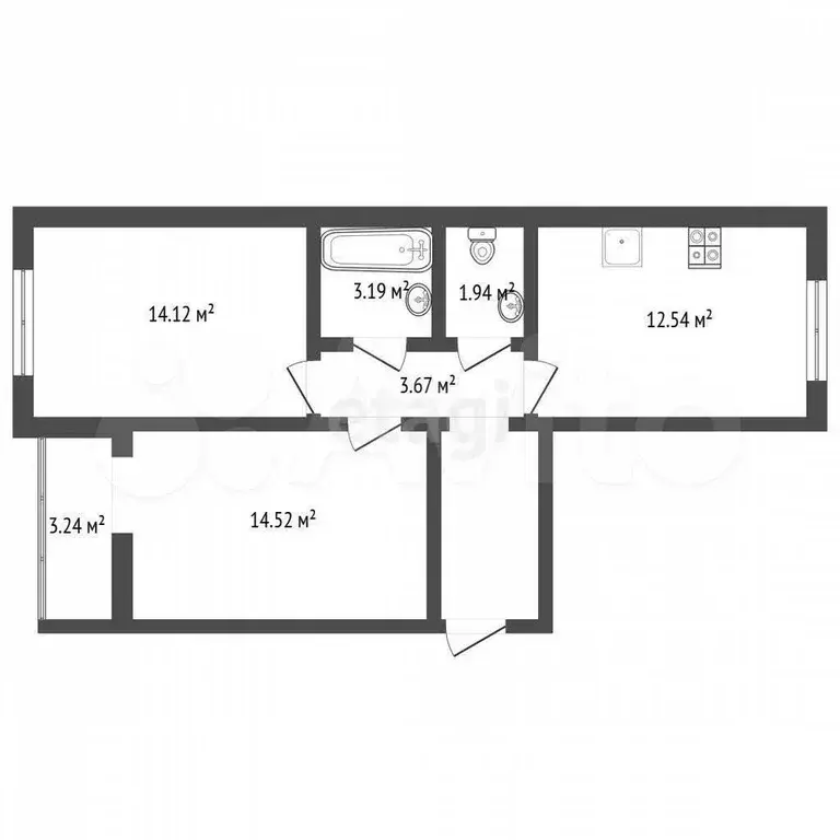 2-к. квартира, 55 м, 8/9 эт. - Фото 0