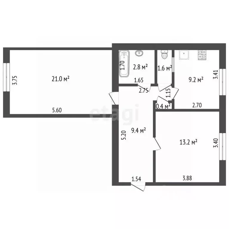 2-к кв. Самарская область, Самара ул. Нефтяников, 22 (58.0 м) - Фото 2