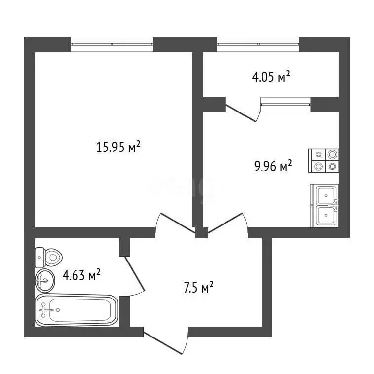 1-комнатная квартира: Нальчик, улица Налоева, 10 (48 м) - Фото 1