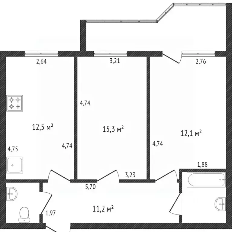 2-к кв. Вологодская область, Вологда ул. Южакова, 2 (58.0 м) - Фото 2