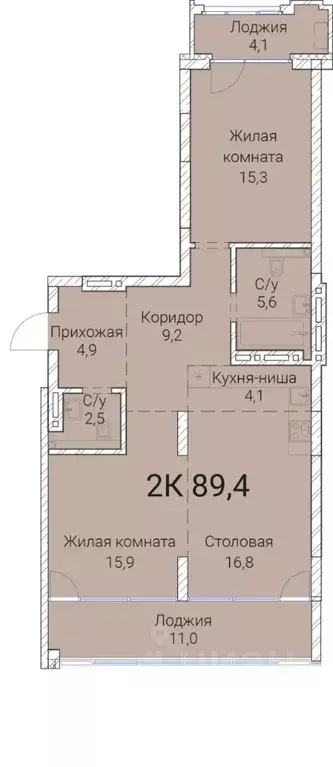 2-к кв. Новосибирская область, Новосибирск Овражная ул., 2А (89.4 м) - Фото 0