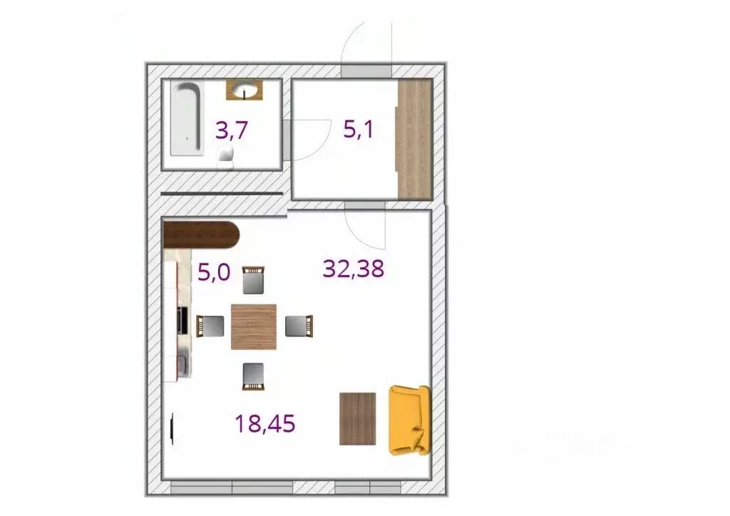 Студия Башкортостан, Уфа ул. Сагита Агиша, 19 (32.38 м) - Фото 2