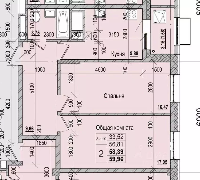 2-к кв. Саха (Якутия), Якутск ул. Чкалова (58.39 м) - Фото 0