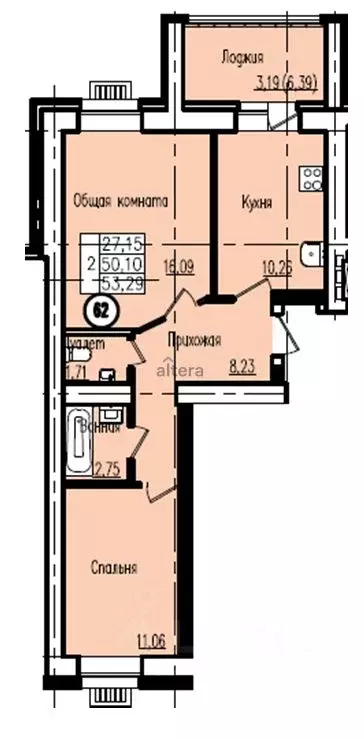 2-к кв. Татарстан, Казань Портовая ул., 37Вк1 (53.29 м) - Фото 1