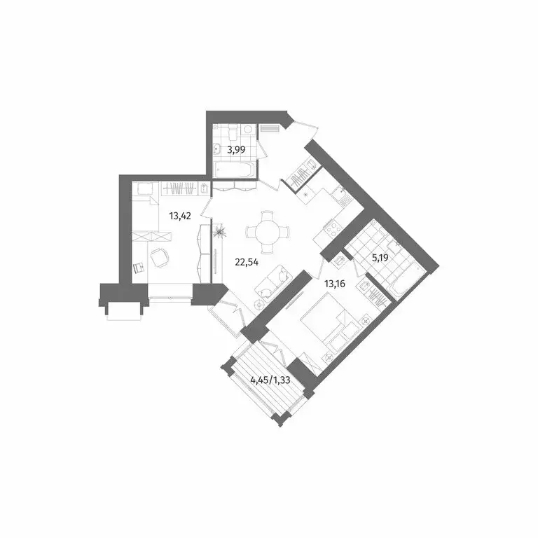 2-комнатная квартира: Санкт-Петербург, Лиственная улица, 20к2 (64.2 м) - Фото 1