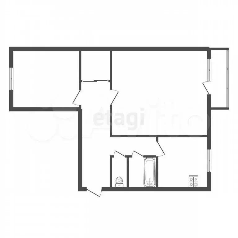 2-к. квартира, 45,6 м, 5/5 эт. - Фото 0