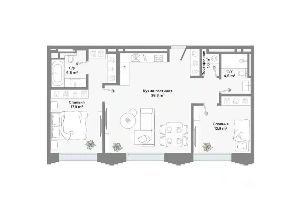 2-к кв. Москва Ленинский просп., 2 (79.8 м) - Фото 2