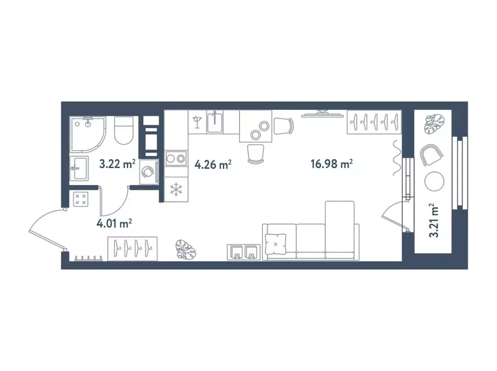 Студия Санкт-Петербург Московский просп., 114 (30.33 м) - Фото 0