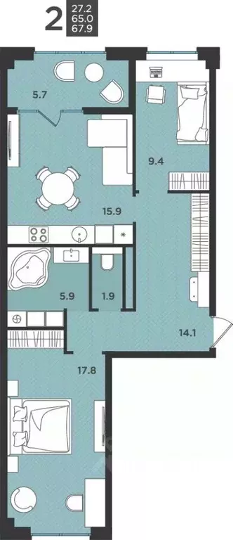 2-к кв. Архангельская область, Северодвинск  (67.9 м) - Фото 0