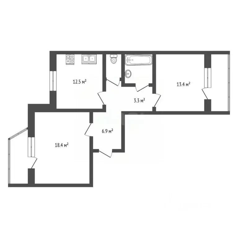 2-к кв. Тамбовская область, Тамбов ул. Сенько, 16 (59.1 м) - Фото 2