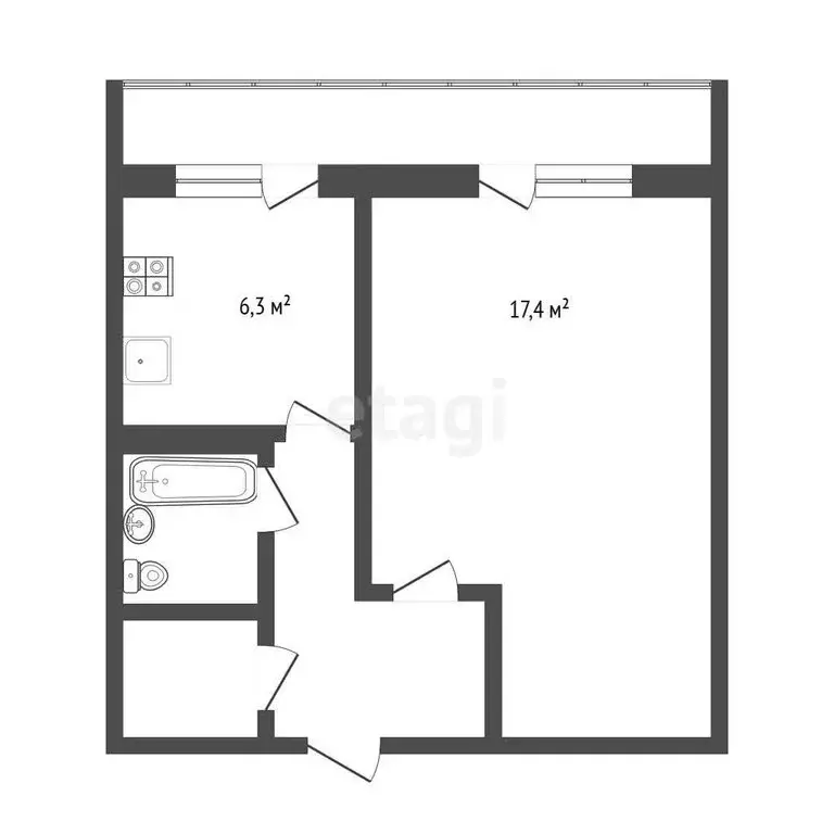 1-комнатная квартира: Тверь, улица Новикова, 19 (36 м) - Фото 1