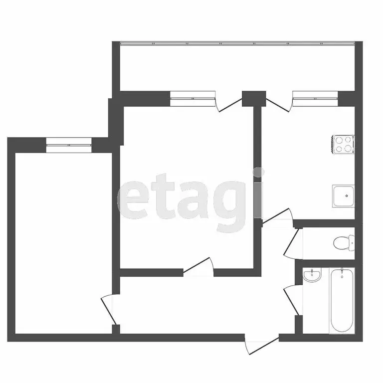 2-комнатная квартира: Тюмень, улица Малыгина, 5 (45.4 м) - Фото 0