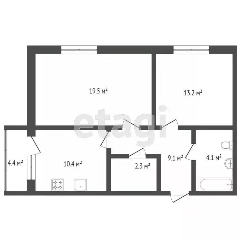 2-к кв. Тюменская область, Тюмень ул. Бакинских Комиссаров, 1 (60.0 м) - Фото 1