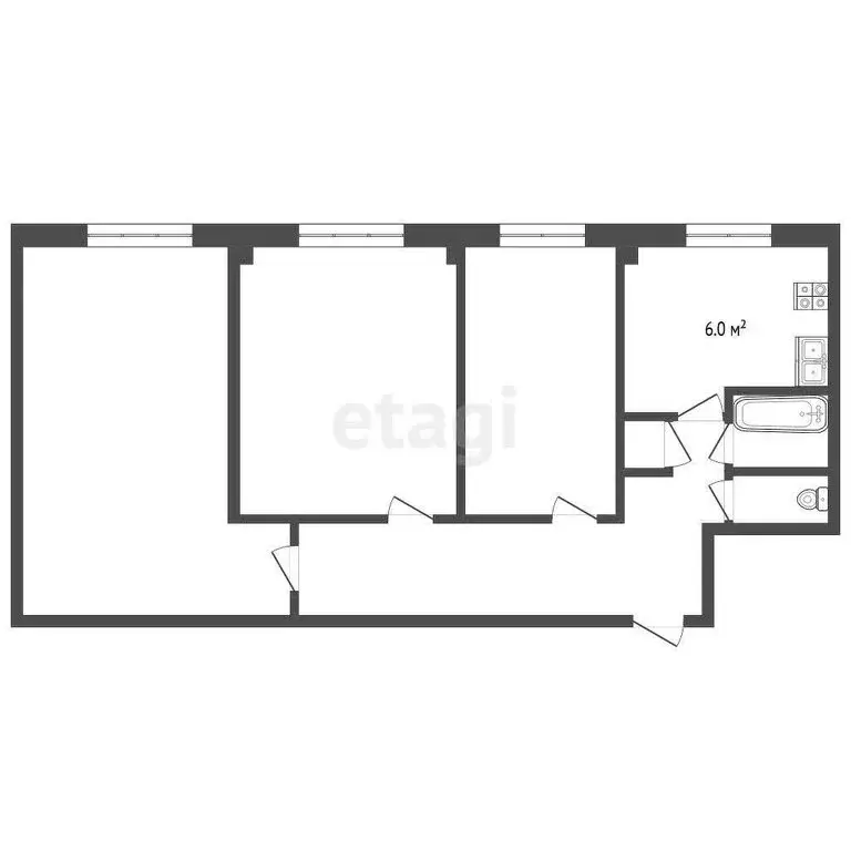 3-комнатная квартира: Архангельск, Советская улица, 19к1 (60.9 м) - Фото 0